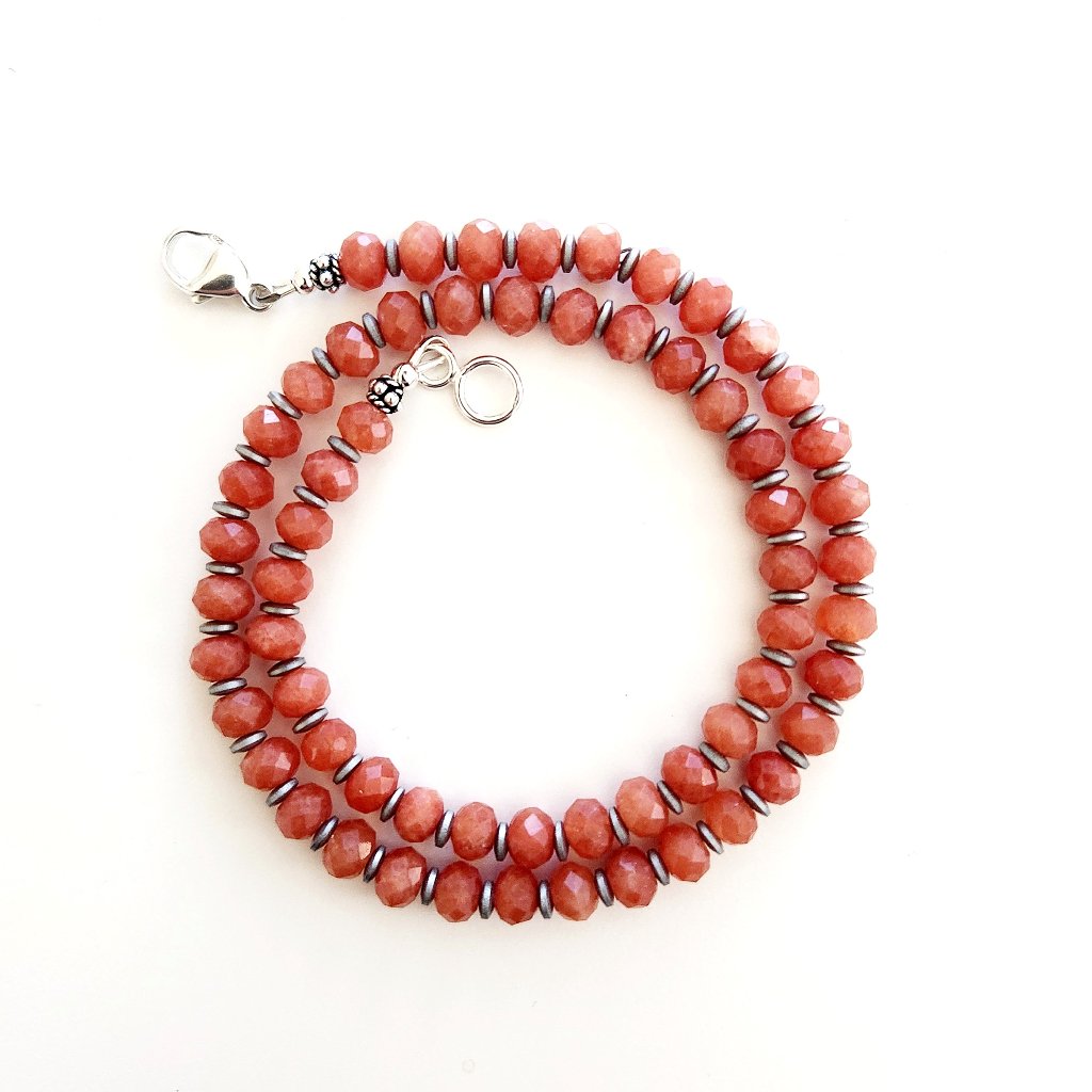 Orange Jade Necklace--16 78$